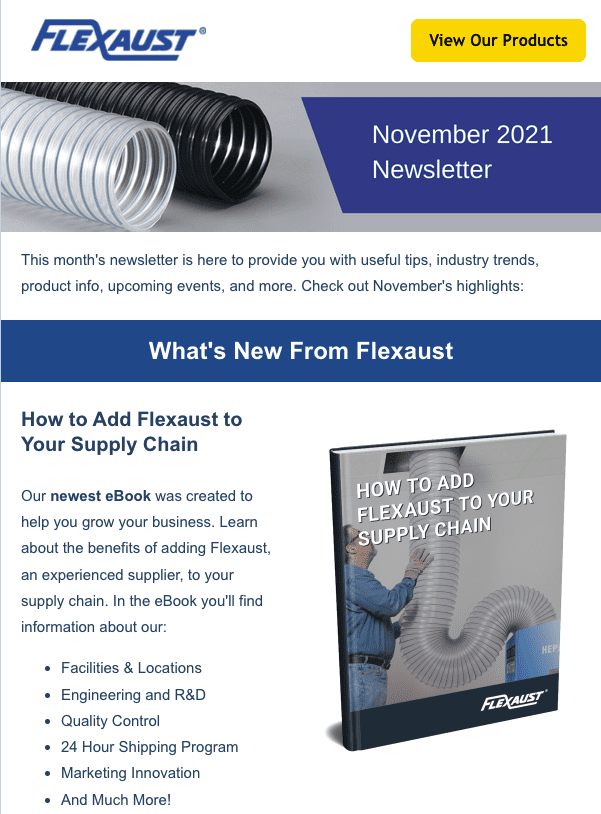 Flexaust November 2021 newsletter